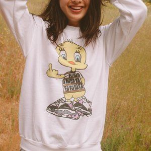 Cute Tweety Bird Cartoon Hype White Sweater
